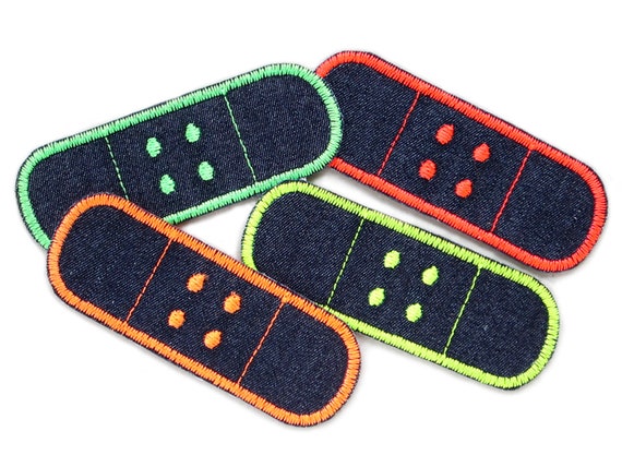 4 Neon Iron-on Patches, 8 Cm, Jeans Patches, Trouser Plasters, Iron-on  Patches for Adults and Children 