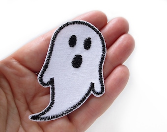 Strijken foto spook wit, 8 cm, Halloween spook patch om te strijken