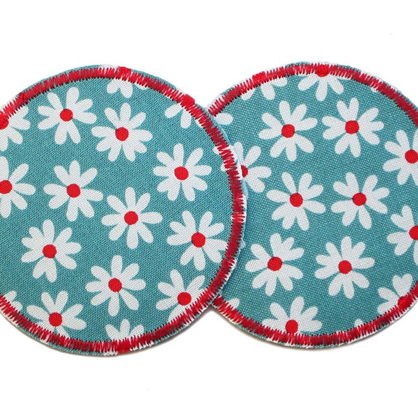 2 trouser patches flowers, 7 cm, retro flowers patches, fabric patches applique to iron on