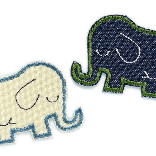 Elefanten Applikation zum aufbügeln, 6,5x5 cm, Bügelbild Jeansflicken, Aufbügler Flicken für Kinder