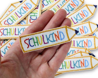Schoolchild iron-on patch, 9 x 2.5 cm, first day of school patch, iron-on patch for school cone