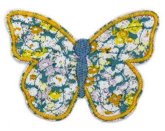 Schmetterling Aufnäher zum aufbügeln, 9,5x7 cm, Blumen Schmetterling Bügelbild Accessoire