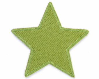 Star cord green iron-on patches, 10 cm, cord patches for corduroy trousers, trouser patches