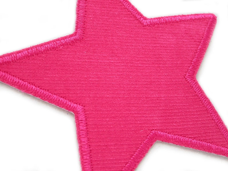 Stern Cord pink Bügelflicken, 10 cm, Cordflicken Aufnäher zum aufbügeln für Mädchen Bild 3
