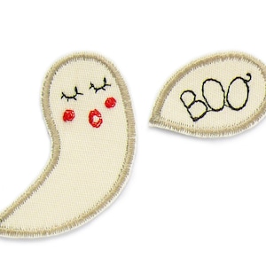 Patch fantasma BOO, 6 cm, 2 patches para passar a ferro, acessório de Halloween