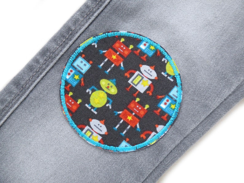 2 robot ironing pictures, trouser patches for ironing, 8 cm image 3