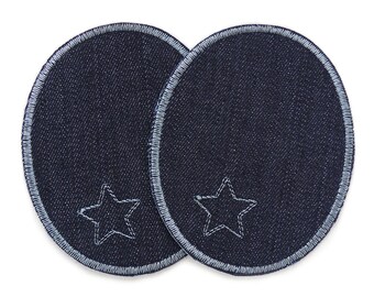 2 knee patches jeans anthracite, 8 x 10 cm, iron-on jeans patches for children/adults to repair and mend trousers