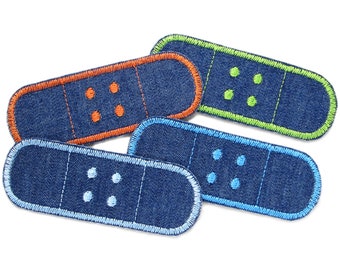 Set 4 Bügelflicken Pflaster, 8,5 cm, Jeansflicken Hosenpflaster Hosenflicken, Flicken zum aufbügeln