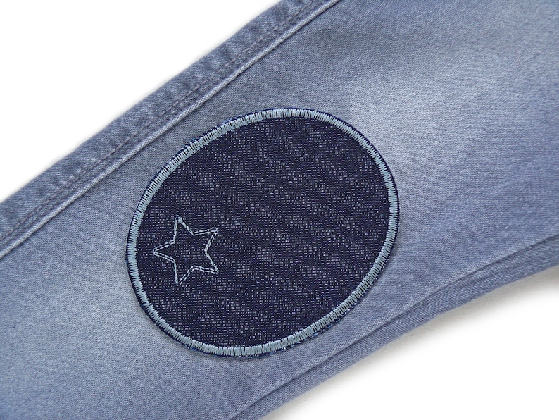 2 knee patches jeans anthracite, 8 x 10 cm, iron-on jeans patches for children/adults to repair and mend trousers image 2