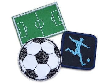 Set of 3 iron-on football patches, football patches for children, patches for school cones
