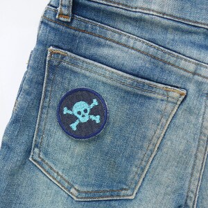 6 mini skull patches 4 cm – embroidered iron-on patches in a set – pirate jeans patches for children and adults image 5