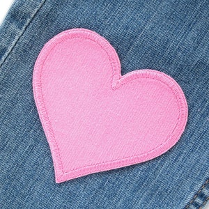 2 heart patches corduroy pink, 8 cm, iron-on patches for corduroy trousers, iron-on patches, iron-on corduroy patches image 2