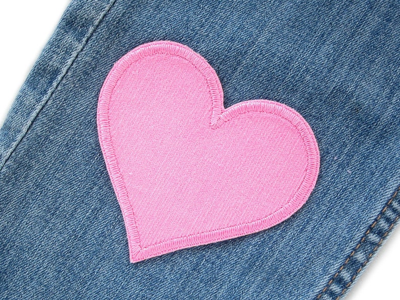 2 heart patches corduroy pink, 8 cm, iron-on patches for corduroy trousers, iron-on patches, iron-on corduroy patches image 2