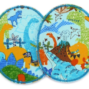 2 Dinosaur Knee Patches, Iron-On Patches, 8 x 10 cm, Dino Iron-On Trouser Patches for Children