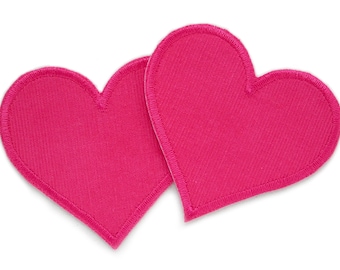 Set 2 Cordflicken heart patch pink, 8 cm, patch for ironing for girls