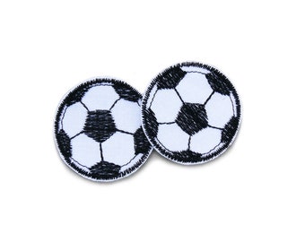 2 Fußball Mini Aufnäher zum aufbügeln, 4 cm, Fussball Bügelbilder Flicken