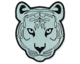 Tiger iron-on applique 12 cm embroidered tiger head jeans patch iron-on patch