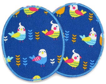 2 XL knee patches iron patches budgerigar, 10 x 12 cm, patches for ironing for children