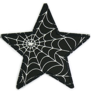 Spider web star black patch, 10 cm, spider ironing star patches to iron on, iron-on patches 1 Stück/piece