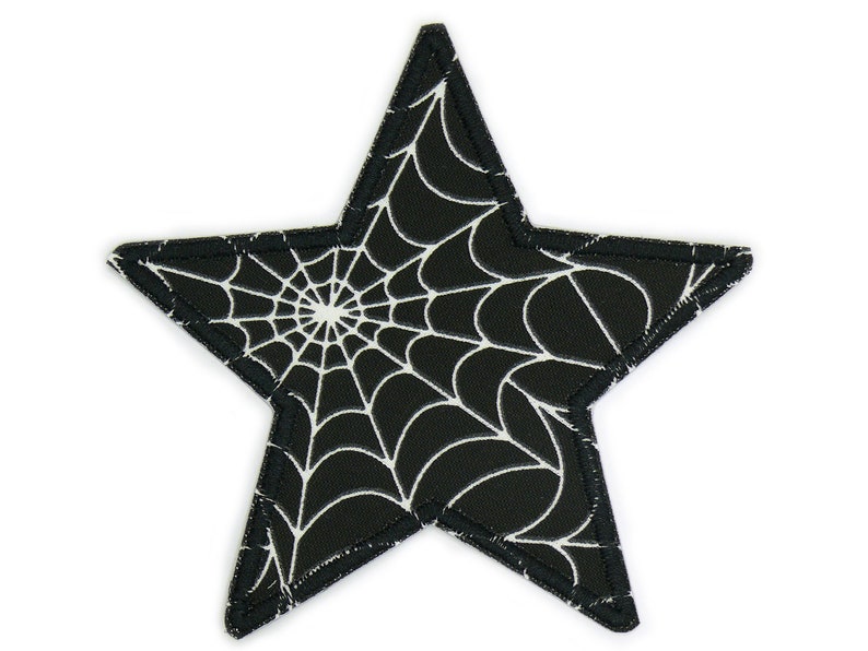 Spider web star black patch, 10 cm, spider ironing star patches to iron on, iron-on patches 1 Stück/piece