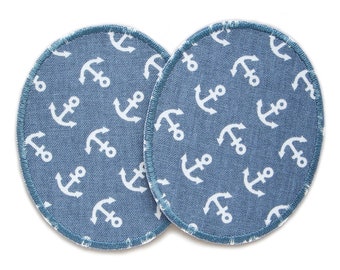 Set 2 anchor patches knee patches to iron on, 2 sizes, maritime trouser patches iron-on patches