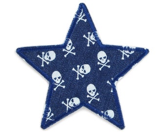 Pirate star patch for ironing, 10 cm, Bügelflicken skull, Jeans patches with skulls, patches for children