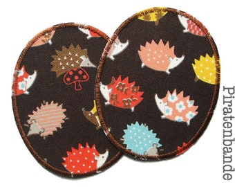 2 hedgehog iron-on patches for children, iron-on patches, large trouser patches