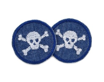 2 mini skull patches, 4 cm, pirate jeans patches Trouser patches to iron on