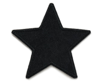 Star cord black, 10 cm, star application, iron-on patch, cord patch