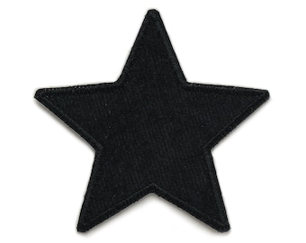 Star Cord black, 10 cm, star applique, iron-on patch, corduroy patch