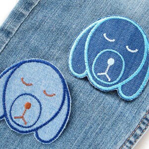 Patch Hund, Flicken zum aufbügeln, 7x6,5 cm, gestickter Aufnäher Jeans für Kinder Bild 2