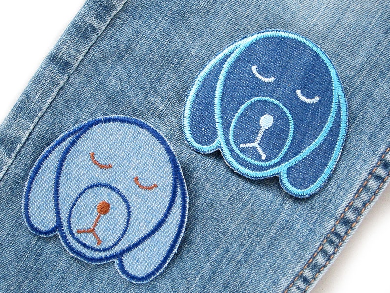 Patch Hund, Flicken zum aufbügeln, 7x6,5 cm, gestickter Aufnäher Jeans für Kinder Bild 2