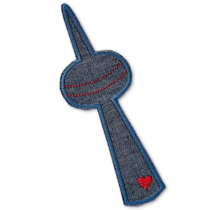 Berlin TV Tower iron-on patch, 15 cm, embroidered Berlin iron-on image as jeans patch