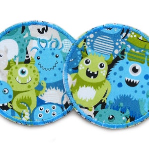 2 Monster Alien Hosenflicken blau grün, 8 cm, Flicken Aufnäher zum aufbügeln für Kinder