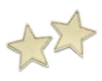 2 glitter patches, star patches to iron on, silver-colored, 5 cm, mini jeans patches as an accessory