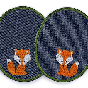 2 Fuchs Hosenflicken zum Aufbügeln, 8 x 10 cm, Bügelflicken für Jeanshosen, Flicken für Kinder