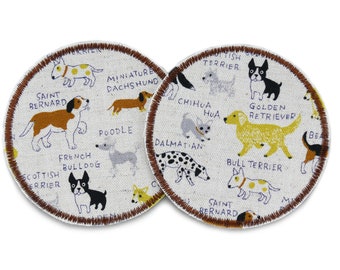 2 iron-on patches dogs, 8 cm, patches to iron on with dog breeds, trouser patches for children