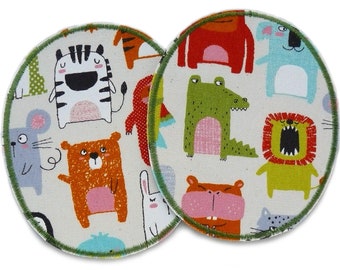 XL knee patches 2 trouser patches animals, 10 x 12 cm, iron-on patches for children