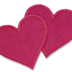 Set van 2 roze corduroy hartvormige patches, 8 cm, strijkpatches voor meisjes