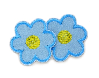 2 écussons fleuris à repasser, écusson jeans fleur, 5 cm, accessoire écusson pantalon thermocollant fille