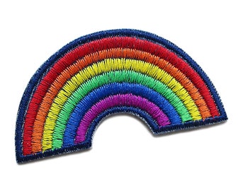Regenbogen Patch zum aufbügeln, 7,5 cm, Jeansflicken Aufnäher Accessoire gestickt