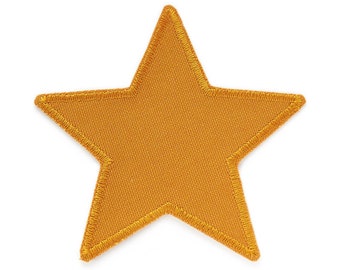 Star patch canvas mustard yellow, 10 cm, iron-on patches for children