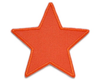 Canvas ster patch oranje, 10 cm, opstrijkbare kniestukken