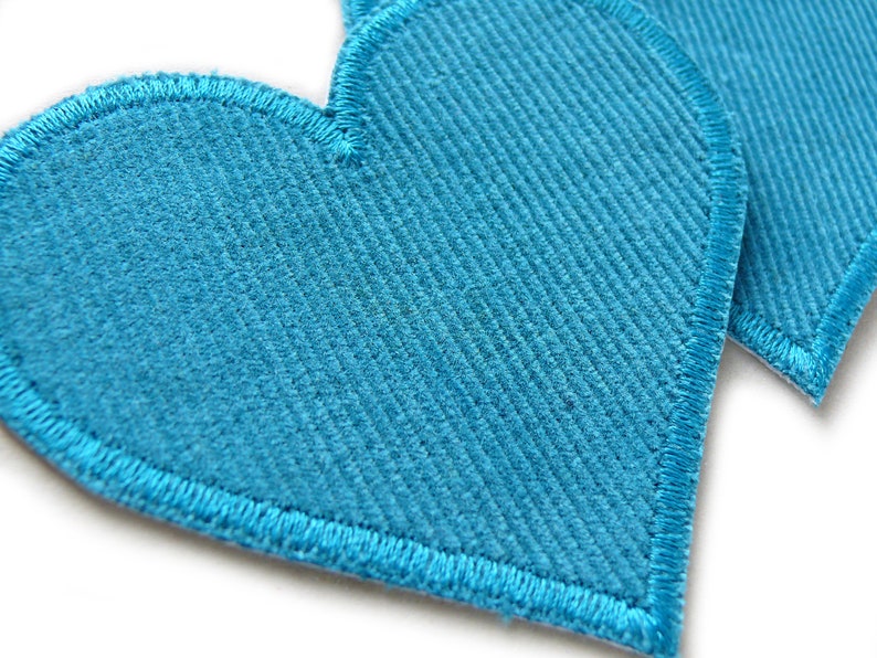 Heart cord patch set of 2, heart patches for ironing petrol made of corduroy patches image 2