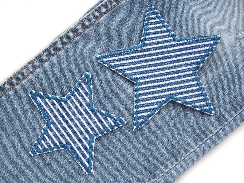 2 Stern Jeansflicken blau zum aufbügeln, Flicken Bügelflicken Hosenflicken für Kinder Bild 3