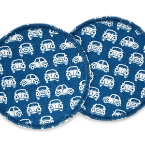 Car patch for ironing set of 2, 7 cm, trouser patch vintage blue, ironing patches retro for kids image 1