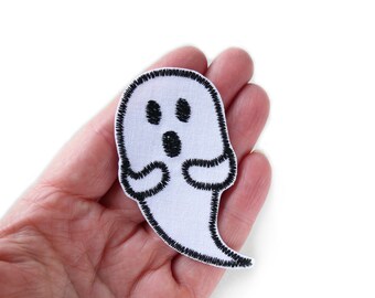 White Ghost Iron-on Patch Ghost Iron-On 8 x 4.5 cm Halloween Patch for Kids