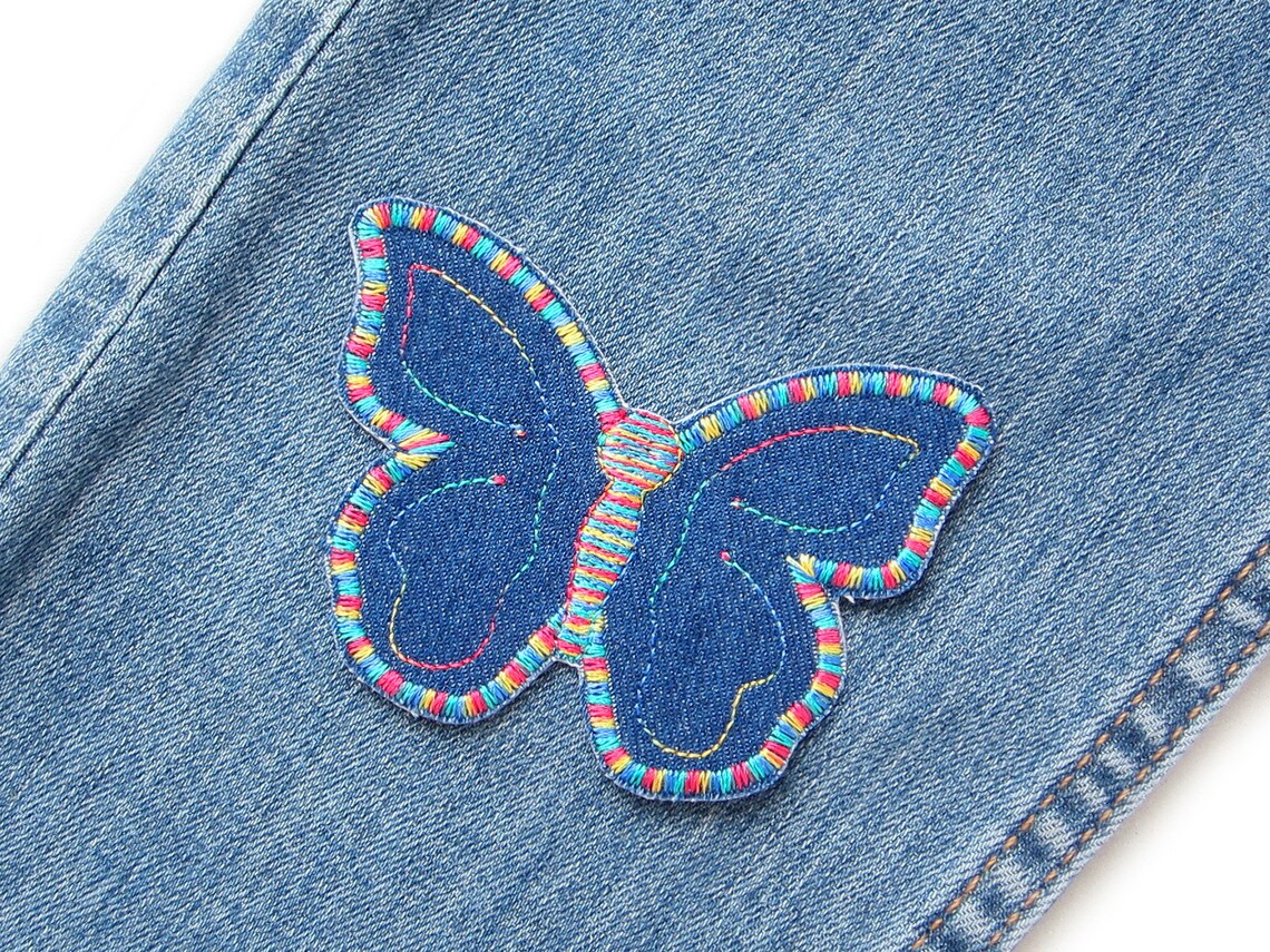 Butterfly Ironing Patch Denim Patch Rainbow Butterfly Patch Etsy