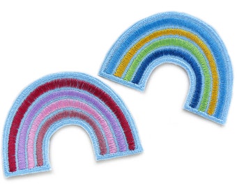 Regenbogen Aufnäher Bügelbild pastell, 7x5 cm, 2 Farben, Flicken zum aufbügeln, Aufbügler gestickt als Accessoire