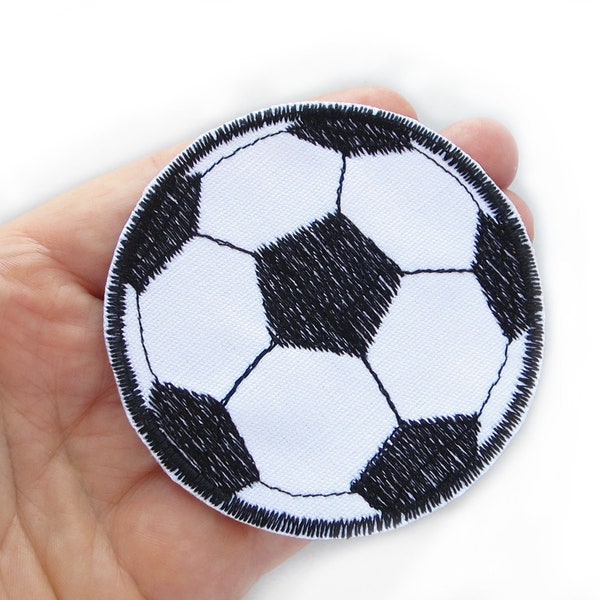 Fußball Bügelbild, 7,5 cm, Fussball Applikation Aufnäher, Flicken zum aufbügeln